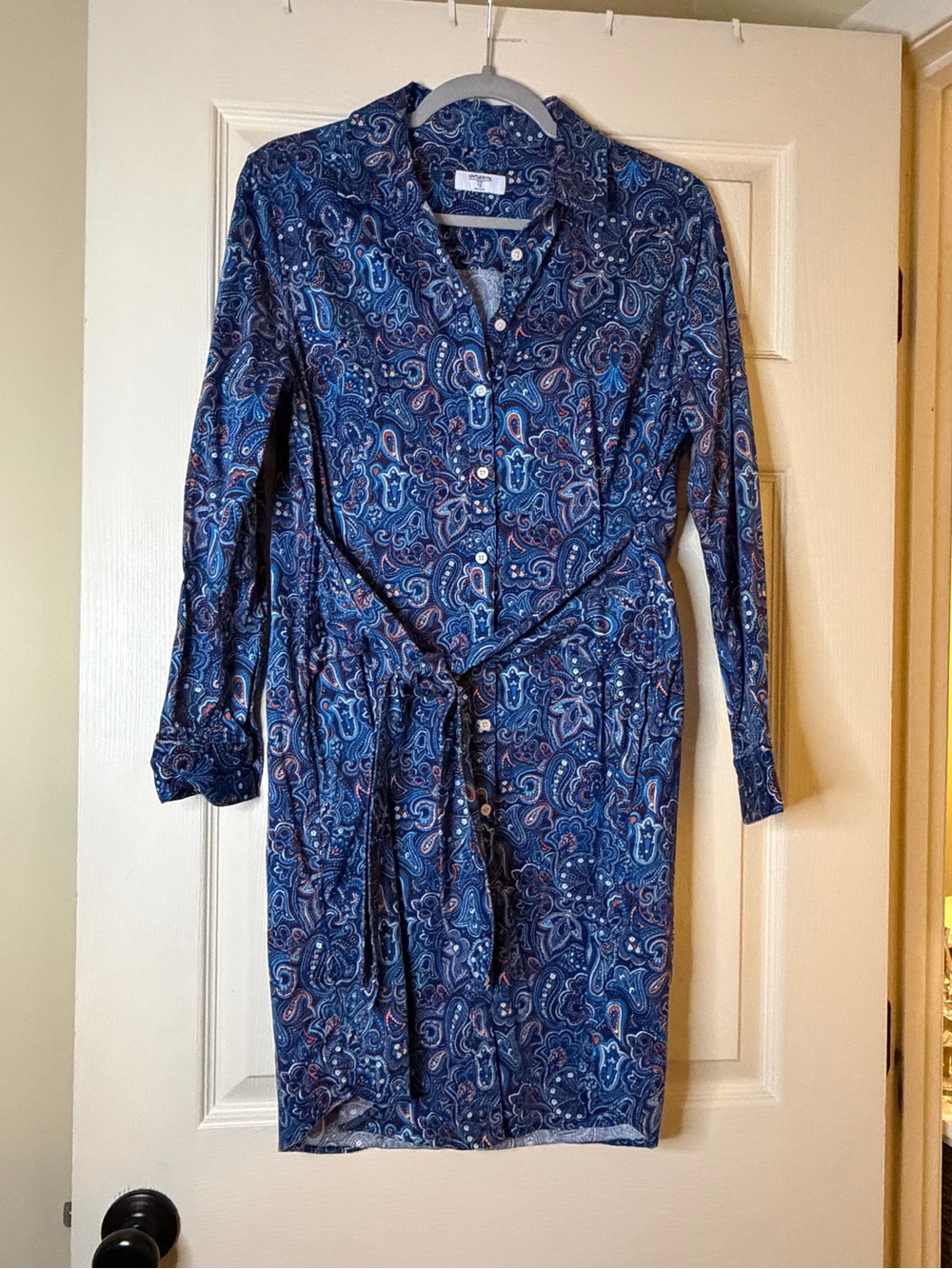 UNTUCKit Navy Paisley Long-Sleeve Shirt Dress with Tie